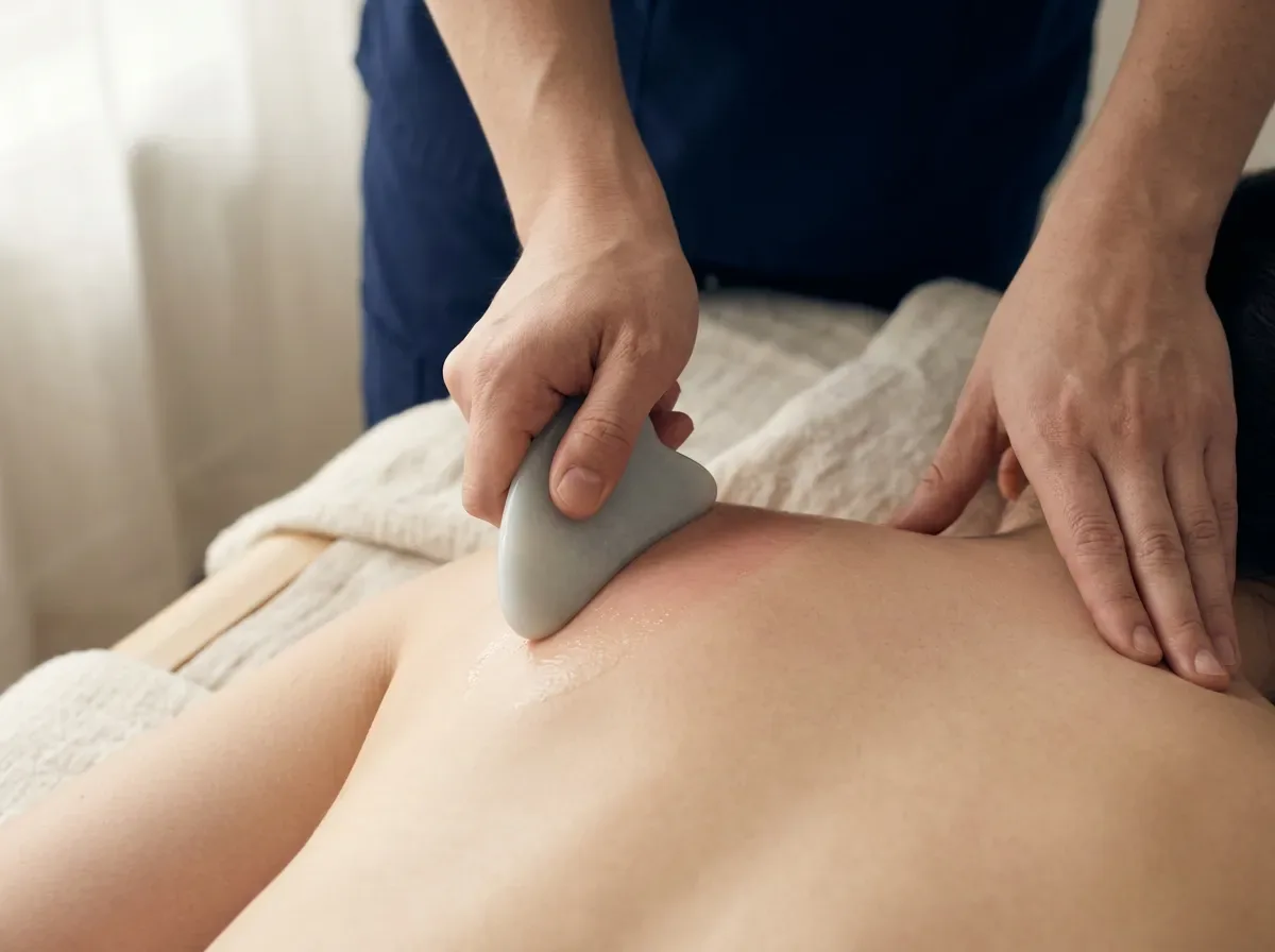 Gua sha tool on the back NYC