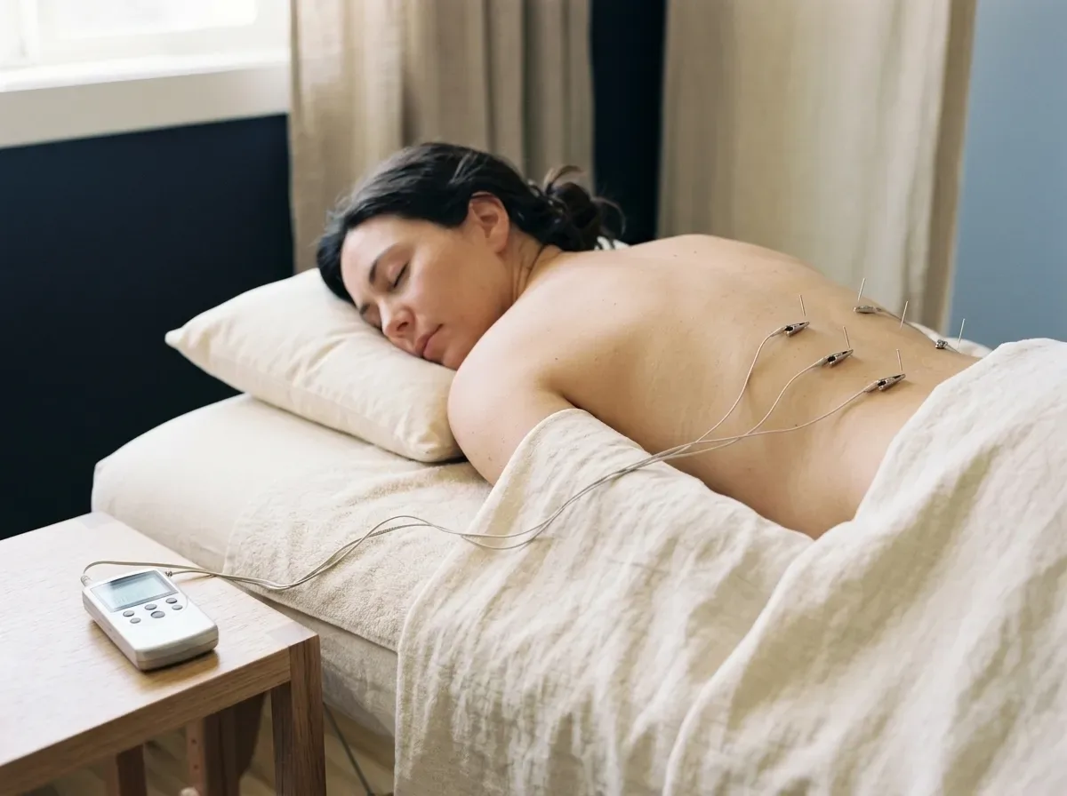 Resting during electro-acupuncture