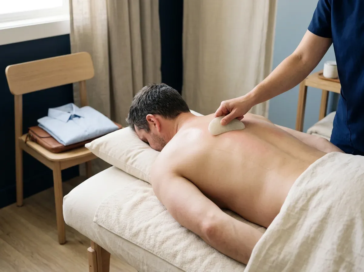 Gua sha for desk neck tension NYC