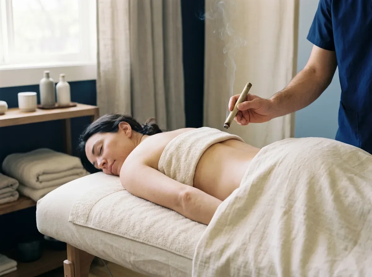 Moxibustion on the arm NYC