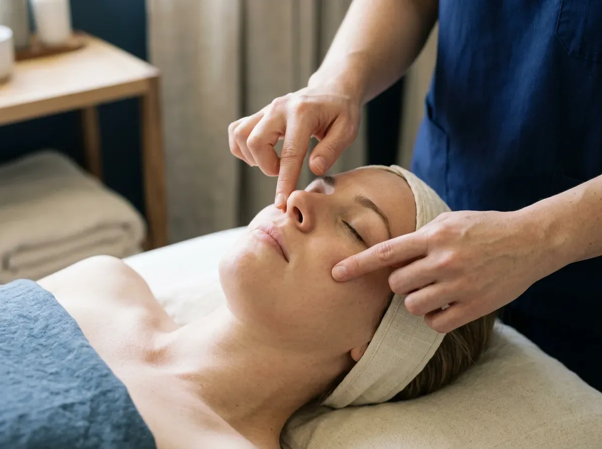 Acupressure before facial acupuncture